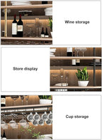 Ceiling Hanging Plant Stand Metal Wine Rack - LOFT Retro Iron Solid Wood , Wooden Hanging Wine Glass Holder, Ceiling Mounted Storage Rack, Industrial Ceiling Mount Shelves 2 Layer ( Color : Black , Si