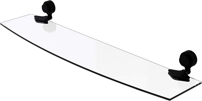 Allied Brass 433G/24-BKM 433 G Venus Collection Inch Groovy Accents Glass Shelf, 24-Inch by 5-Inch, Matte Black