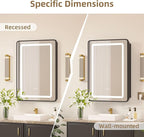 20x28 Medicine Cabinet with Mirror and Lights, Bathroom Mirror Cabinet with Memory Function, Anti-Fog, Surface Mount or Recessed Medicine Cabinet with Lights 3 Colors Dimmable