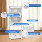 3 Tier Laundry Basket with Wheels, Laundry Basket Storage Rack Freestand Laundry Hamper Basket Sorter for Kitchens, Bathrooms, Bedrooms Clothes Storage Organizer, White