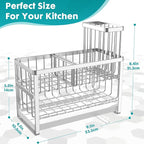 Sinnsally Kitchen Sponge Holder,2 Tier Sink Caddy Organizer with High Brush Holder,Stainless Steel Sink Box Dish Scrubber Holder,Soap Tray for Kitchen Counter Accessories & Storage Rack (Silver)