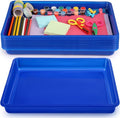 Hoteam 10 Pcs Flat Storage Organizer Tray Bin Letter Size Paper Tray for Classroom Plastic Stackable File Organizer for School Office Teacher Book Organization(Blue,16.14 x 11.81 x 1.38 Inch)