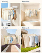 Retractable Clothesline 2X16.7 ft – Heavy-Duty 44 lb, Rust-Proof Stainless Steel, Wall-Mounted Indoor/Outdoor Clothes Line, Easy Install for Bathroom, Balcony & Apartment