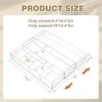 1 Pcs Acrylic Desk Drawer Organizer 12'' up to 16'' x 14.5'' x 2.2'' Expandable Drawer Organizer Trays with 7 Adjustable Compartments Clear Desk Accessories for Makeup Office Bathroom