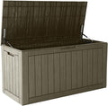 120 Gallon Outdoor Storage Box, Resin Deck Boxes Outdoor Waterproof For Patio Furniture, Garden Tools, Pool Supplies, Durable And UV Resistant, Lockable（Gray）