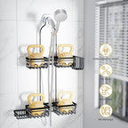 KEGII Shower Caddy Hanging for Handheld Showerheads, Rustproof Hanging Shower Organizer with Soap Dish, Toothbrush Holder and Hooks, Over Showerhead Caddy for Bathroom