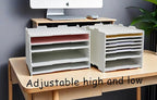 YFS 6 Tier-Desk File Organizer, Stackable Paper Tray, Printer paper Storage for Office, Sorter Organizer for Letter/A3 Office File Folder Holder -White (Horizontal-6tray(with 5 Adjustable Shelves))