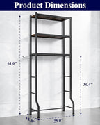 Kitsure Over The Toilet Storage Rack - Freestanding Over The Toilet Storage Cabinet with Paper Holder & Hooks, Bathroom Organizers and Storage, Brown + Black, 3 Tiers (61" H)
