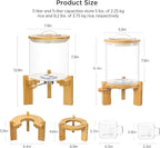 HBlife Glass Rice Dispenser with Wooden Stand Flour and Cereal Container with Glass Measuring Cup Pantry Food Organization Storage Bin with Airtight Bamboo Lid, 3L+5L