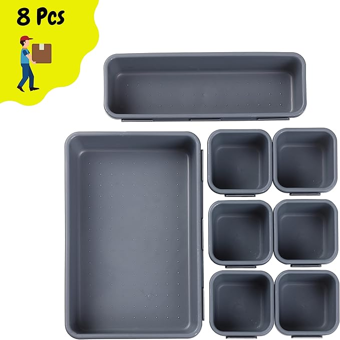Mr. Pen- Interlocking Desk Drawer Organizer, 8 pcs, Drawer Organizer, Kitchen Drawer Organizer, Desk Drawer Organizer, Drawer Organizers