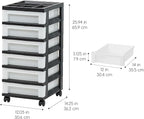 IRIS USA Craft Plastic Organizers and Storage, Rolling Storage Cart for Classroom Supplies, Storage Organizer for Art Supplies, Drawer Top Organizer for Small Parts, 6 Drawer, Black/Pearl