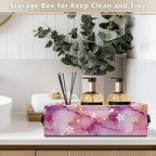 Toilet Paper Baskets Collapsible Storage Bin Rectangular Decorative Basket for Organizing Toilet Paper Basket for Bathroom Living Room Countertop Decor, Pink Marble Star
