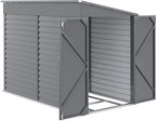 Outsunny 4.6' x 9' Steel Outdoor Storage Shed, Waterproof Lean to Shed, Metal Garden Tool House with Foundation Kit, Lockable Doors, Gloves and 2 Air Vents for Backyard, Patio, Lawn, Gray
