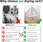 2 Tier Clothes Drying Rack Foldable, 31.5" Mesh Clothes Hanging Dryer, Space Saving Sweater Drying Rack, Laundry Rack,with Internal Fixation, for Clothes, Towels, Underwear, Indoor, Outdoor (2 Pcs)