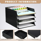 Wenqik 12 Pcs Stackable Paper Trays Rectangular Plastic Desk Holder Desktop Document File Organizer Storage Letter for Office Classroom (Black)