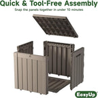 EasyUp 50 Gallon Outdoor Storage Box, Resin Waterproof UV-Resistant Deck Box, Reinforced Stability for Patio, Garden, and Poolside, Striped Gray