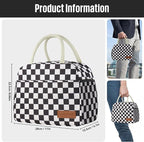 Lunch Bag Women/Men Lunch Box Women/Men (Black+White Checkerboard)