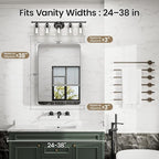 Large Medicine Cabinet 24x32 Inch, Matte Black Aluminum Bathroom Mirror Cabinet with Storage, 6 Adjustable Glass Shelves, Rust Proof Recessed or Surface Mount, Heavy-Duty Soft Close
