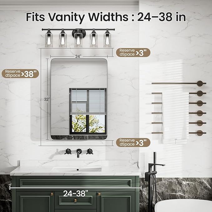Large Medicine Cabinet 24x32 Inch, Matte Black Aluminum Bathroom Mirror Cabinet with Storage, 6 Adjustable Glass Shelves, Rust Proof Recessed or Surface Mount, Heavy-Duty Soft Close