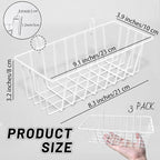 3PCS Wire Baskets,Metal Wire Storage Basket,Wall Hanging Bin and Display Basket for Kitchen,Cabinet,Pantry,Bathroom,Home Decor Supplies,Potted Plants,White