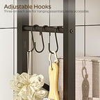 2-Tier Over The Toilet Storage, Multifunctional Vertical Over Toilet Bathroom Organizer, Freestanding Bathroom Storage Shelves with Hooks, Bathroom Organizer, Rustic Brown and Black TR01BR