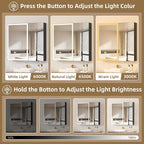 30x28 Medicine Cabinet with Lights Mirror, LED Lighted Medicine Cabinet Wall Mounted, Modern Sturdy Aluminum Mirrored Cabinet with Memory 3 Color Dimmable and Defogger, Adjustable Shelves