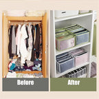 TIGARI Wardrobe Clothes Organizer, Drawer Organizers for Clothing, Closet Storage Organizer, Dresser Drawer Organizers for Thin Jeans, Trousers, T-shirts, Skirts (Gray,3 Pcs Large)