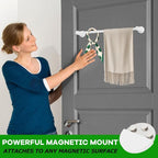 ULIBERMAGNET Magnetic Towel Holder, Magnetic Towel Rail White with Adjustable Length, Non-Slip Stainless Steel Towel Rail for Refrigerator, Oven, Dishwasher, Cabinet, Laundry (2 Pack)