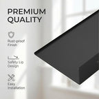 Z metnal Small Decor Shelves, Mini Floating Display Wall Shelf for Smart Speaker Collectables, Aluminum, Wall Mounted, Matt Black,12 x 5 inch,1ft Wide, 2 Pack