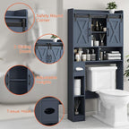 Vabches Over The Toilet Storage Cabinet, Farmhouse Storage Cabinet Over Toilet with Sliding Doors，Home Space-Saving Toilet Rack, for Bathroom, Restroom, Laundry