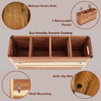 Wooden Kitchen Utensil Holder for Countertop - Extra Large Utensil Organizer for Storage Cooking and Silverware with 4 Compartment, Rustic Acacia Wood Container
