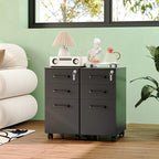 MIIIKO File Cabinet 3 Drawers on Wheels Under Desk, Black Metal File Cabinets with Lock for Home Office, Filing Cabinet with Lock(Un-Assembled)
