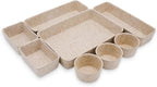 Welaxy Office Desk Drawer Organizers Trays Felt Shallow organizing Box Draw dividers for hygge aesthetics Office Supplies Multi-purposed Organize 8-piece (Oatmeal)