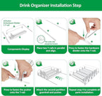 Drink Organizer for Fridge-White Automatic Pusher Glide,12oz 16oz 20oz-Soda Dispenser for Fridge-Holds up to 15 Cans