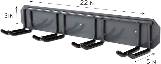 RaxGo Ski Storage Rack, Wall Mounted, Holds 4 Pairs of Skis & Skiing Poles or Snowboard for Home and Garage Storage, Heavy Duty and Rubber-Coated Hooks