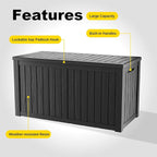 180 Gallon Outdoor Waterproof Resin Storage Deck Box Lockable Outside Bench UV Resistant Bin Patio Porch Furniture Pool Float Garden Tool Cushion Black