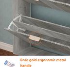Shoe Cabinet Storage,Modern Freestanding Organizer with 3 Flip Drawers,Narrow Shoe Rack Cabinet for Entryway,Grey