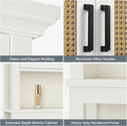 Over The Toilet Storage Cabinet, Over Toilet Storage Cabinet with Rattan Door and Anti-Tip, Above The Toilet Storage for Bathroom Behind The Toilet Bathroom Organizer, Rattan