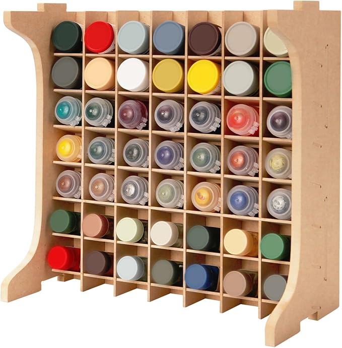 Paint Rack Organizer with 49 Holes Suitable for 10ml TAMIYA/10ml MR HOBBY/18ml MR HOBBY, Model Tool Storage with MDF Material, Craft Paint Holder Rack GK13