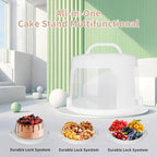 Large Cake Carrier with lid and Handle, Multipurpose Cake Stand with Lid for 11" Cake, Pie, Plastic Cake Container