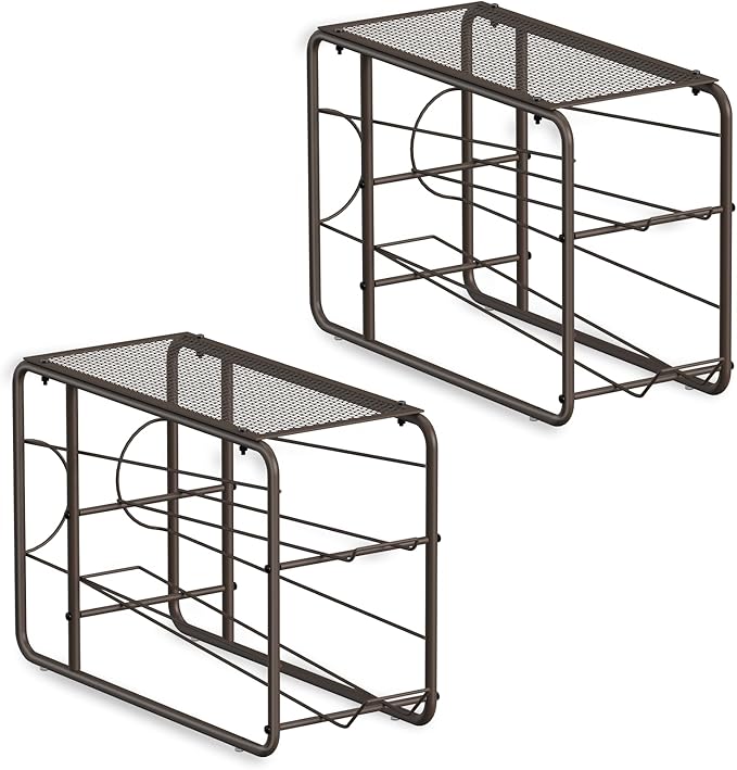 MOOACE 4 Pack Can Organizer for Pantry, Stackable Soda Can Dispenser Rack, Pantry Organizer Canned Food Storage Holder for Kitchen Refrigerator Cabinet, Bronze
