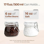 ComSaf 6-Pack 17oz Short Glass Storage Jars with Lids, Pint Sized Canning Jars for Jams & Pickling, Airtight Food Canisters for Spices, Nuts, Snacks & Kitchen Drawer Pantry Organization