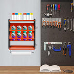 8 Slots Spray Can Holder, Wall Mounted Metal Storage Rack, Paper Towel Holder, Heavy Duty Paint Bottle Organizer for Garage, Workshop, Paint, Lubricant, Tools, DIY, Art Studio