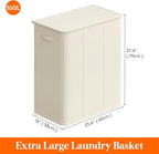 Lifewit Triple Laundry Hamper with Lid and Removable Laundry Bags, Large Collapsible 3 Dividers Dirty Clothes Basket with Handles for Bedroom, Laundry Room, Closet, Bathroom, College, 160L White