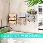 HapiRm Towel Racks for Bathroom Storage - 9 Tier Over The Door & Wall Mount Rolled Towel Storage Organizer Holder with Metal Shelf Basket for Small Bathroom, Camper, Rv - Black, Patented
