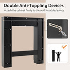 Giantex Short Over The Toilet Storage Cabinet, Bathroom Organizer w/2 Open Compartments & 4 Adjustable Shelves, Freestanding Space Saver Above Toilet Storage for Restroom, Laundry Room (Black+Oak)