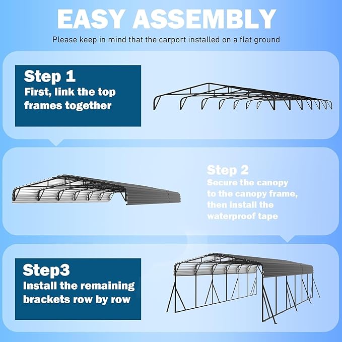 20X30 FT Large Metal Carport, Heavy Duty with Reinforced Galvanized Carports, Feature Weather Resistant Shelter Carport Canopy, Oversized Car Port for Boats, Cars, Trucks, and Tractors
