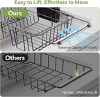 Simple Trending Expandable Dish Drying Rack in Sink, Adjustable Dish Drainers for Kitchen Counter, Inside Sink, Over The Sink with Utensil Holder, Black
