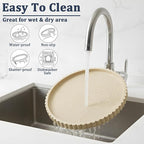 Silicone Bathroom Countertop and Vanity Tray, Round Silicone Bathroom Tray, Modern Bathroom Decor, Coffee Table Decor, Decorative Tray for Candle, Perfume, Plants (Khaki, 9 inch)