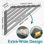 Corner Sink Drying Rack, 16"x9.5" Rust-Proof Aluminum Triangular Dish Drainer, Heat Resistant Roll Up Mat for Kitchen Counter, Sponge Holder & Organizer with Non-Slip Silicone Base, Gray